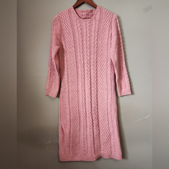 Pink Cable Knit Sweater Dress - Picture 1 of 4